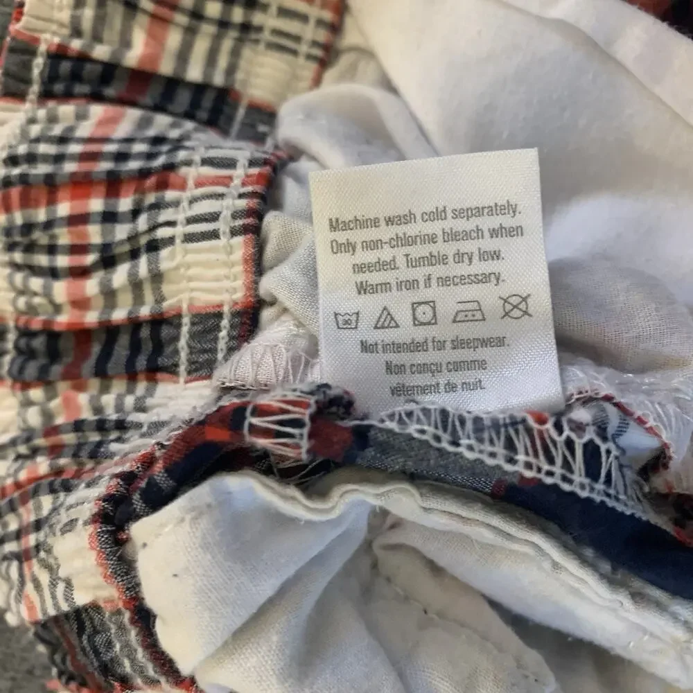 Gymboree Patchwork Plaid Madras Bermuda Shorts Boy’s Size 7 Patriotic Colors